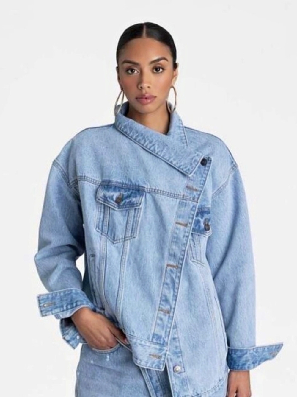 KBB BY KAHLANA X TARGET asymmetrical Denim Jacket Blue Size 2X Like New
